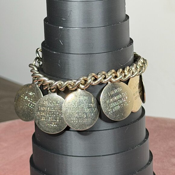 Vintage 1960s Gold Tone Ten Commandments Charm Bracelet - Picture 14 of 14
